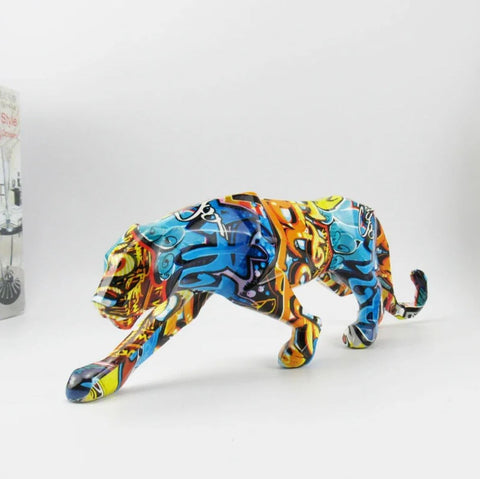 Panther-Graffiti-Statue aus Harz 14 cm