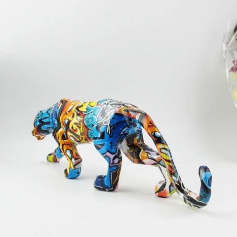 Panther-Graffiti-Statue aus Harz 14 cm
