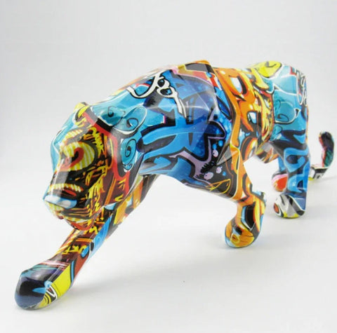 Panther-Graffiti-Statue aus Harz 14 cm