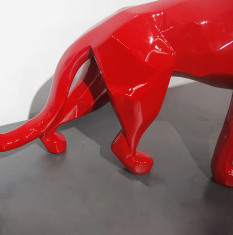Origami-Panther-Statue aus rotem Harz, 70 cm