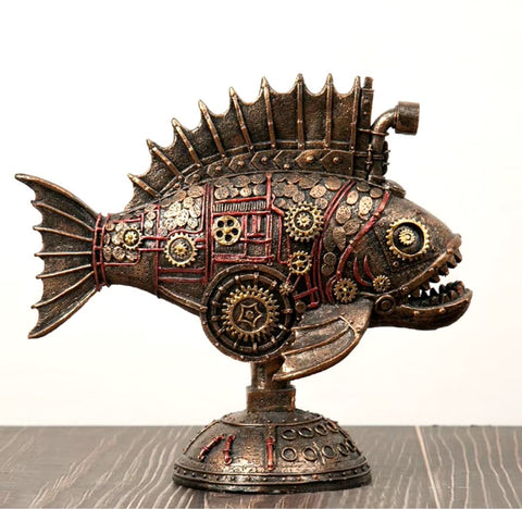 Steamunk Fischstatue 23 cm