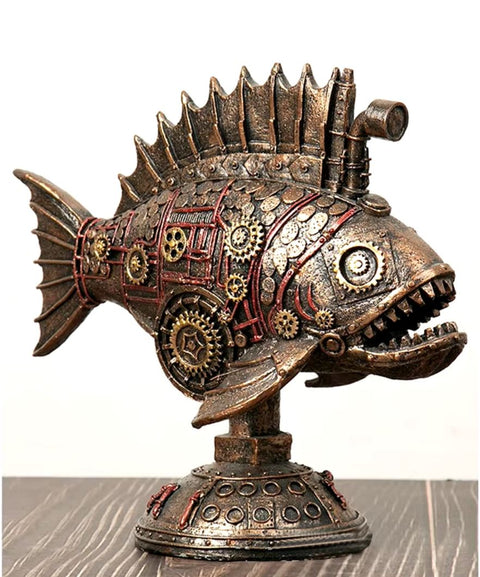 Steamunk Fischstatue 23 cm