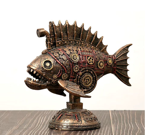Steamunk Fischstatue 23 cm