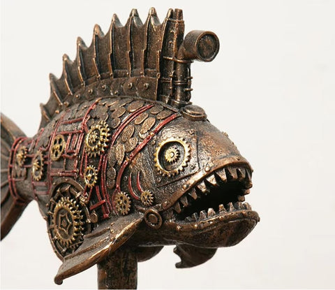 Steamunk Fischstatue 23 cm