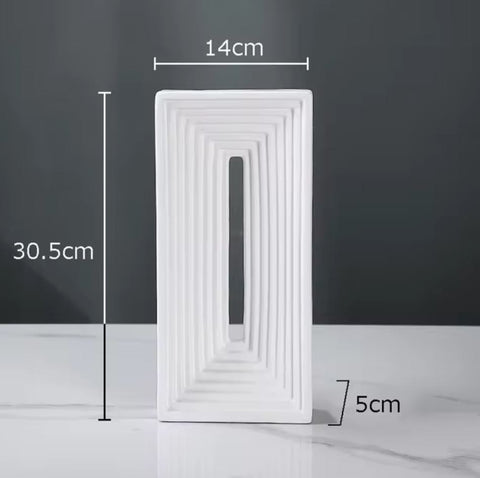 Keramikskulptur Rechteck weiß 30 cm