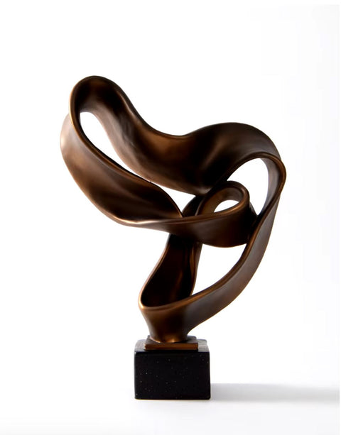 Abstrakte bronzefarbene Skulptur aus Kunstharz 45 cm
