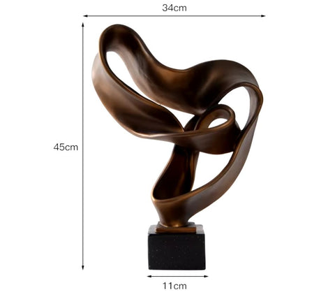 Abstrakte bronzefarbene Skulptur aus Kunstharz 45 cm
