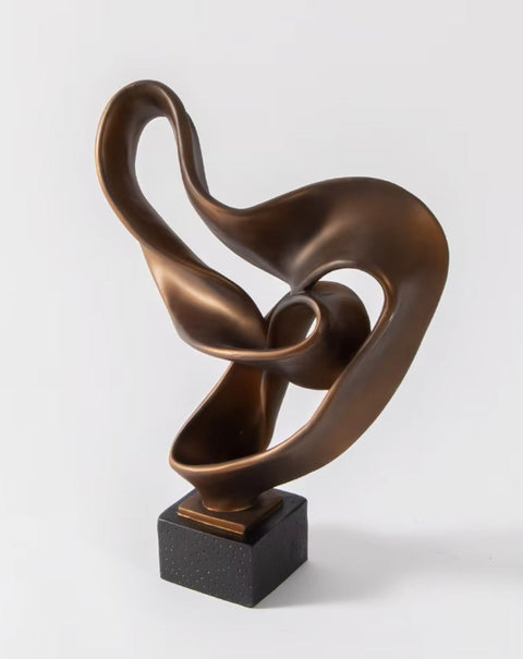 Abstrakte bronzefarbene Skulptur aus Kunstharz 45 cm