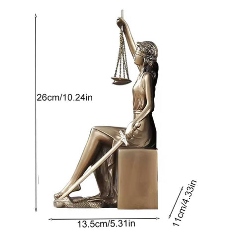 Buchstützen in Form der Justitia-Statue aus Bronze – 2er-Set – 26 cm