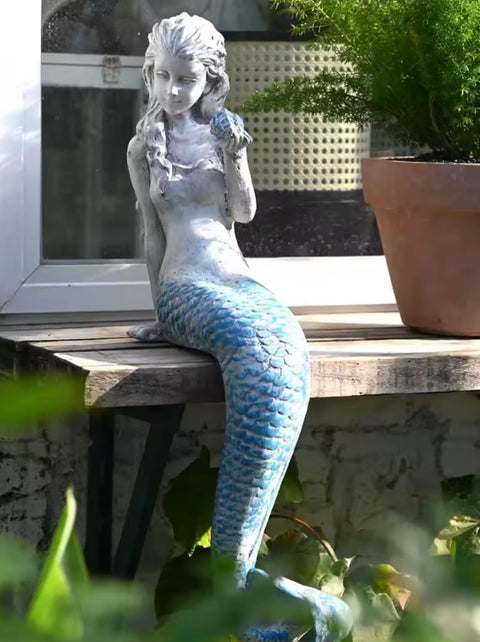 Statue Frau Meerjungfrau für den Außenbereich 63 cm