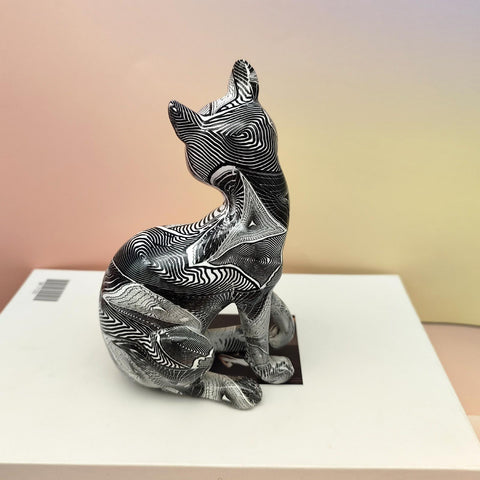 Sitzende Katzenstatue aus Psychoharz, 17 cm