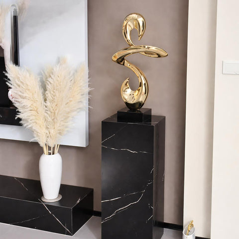 Abstrakte Statue aus Goldharz – Dekorative Skulptur 49 cm