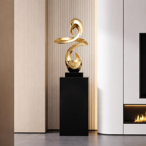 Abstrakte Statue aus Goldharz – Dekorative Skulptur 49 cm