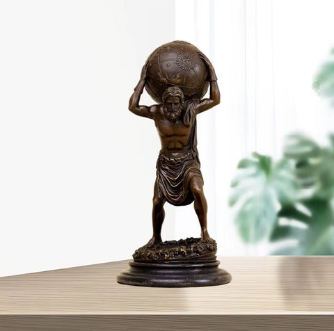 Statue Atlas trägt die Welt Bronze 32 cm