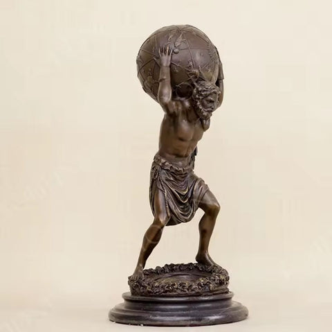 Statue Atlas trägt die Welt Bronze 32 cm