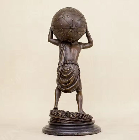 Statue Atlas trägt die Welt Bronze 32 cm