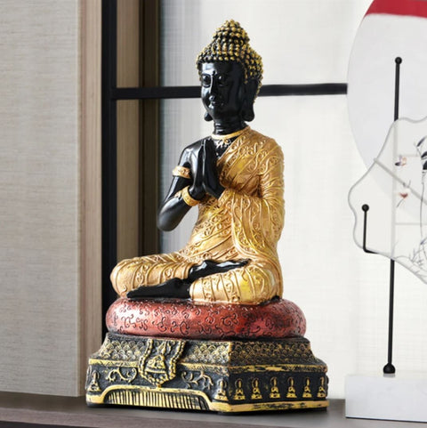 Amitabha Buddha Statue schwarz / gold 23 cm