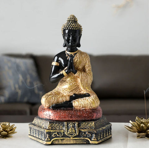 Amitabha Buddha Statue schwarz / gold 23 cm