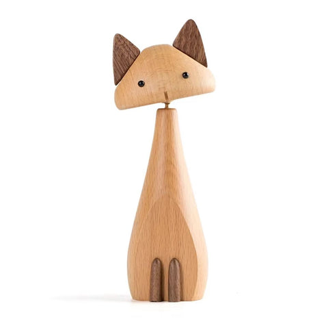 Holzstatue Katze nordischer Stil 16 cm