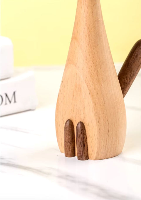 Holzstatue Katze nordischer Stil 16 cm