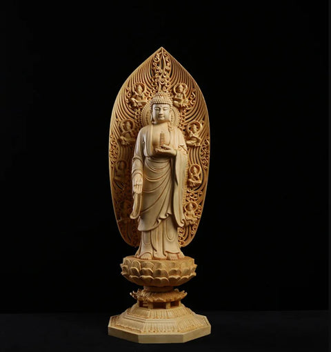Buddha-Statue aus Holz, 43 cm