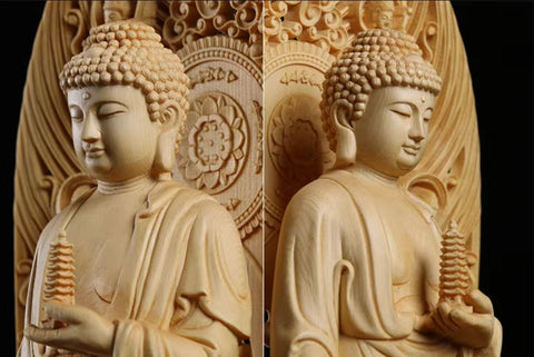 Buddha-Statue aus Holz, 43 cm