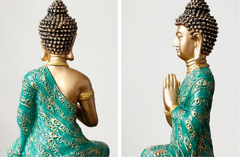 Amitabha Buddha Statue grün / gold 23 cm