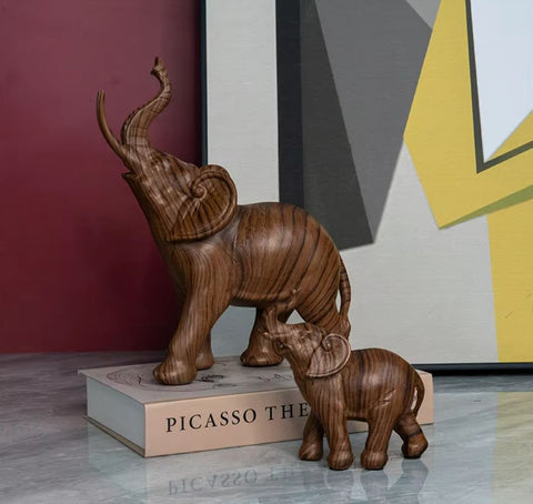 Elefantenstatue aus Holzimitatharz, 26 cm