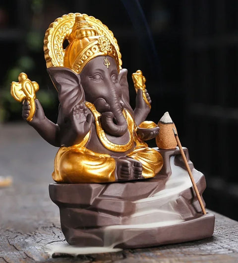 Ganesh-Elefantenstatue mit Räuchergefäß 15 cm