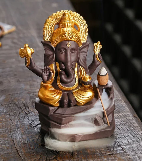 Ganesh-Elefantenstatue mit Räuchergefäß 15 cm