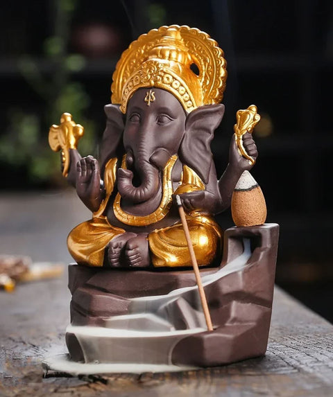 Ganesh-Elefantenstatue mit Räuchergefäß 15 cm