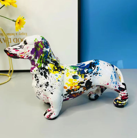 Dackel-Hundestatue gebeizt 13 cm