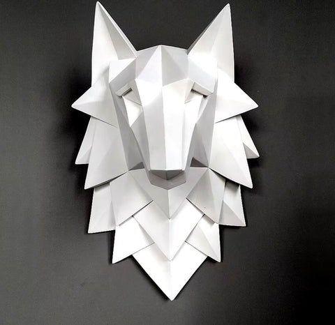Wandstatue Wolfskopf weiß 35 cm