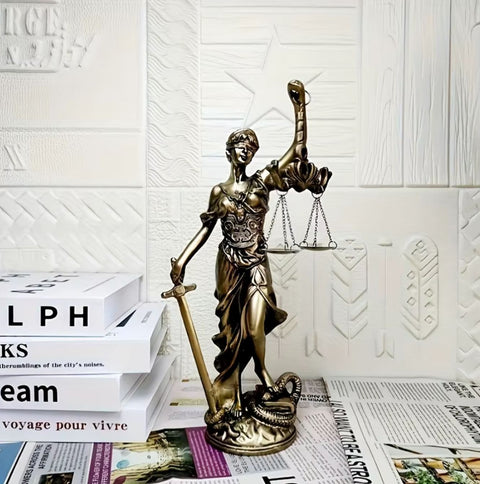 Themis-Statue – Göttin der Gerechtigkeit, Bronzeeffekt, 19 cm