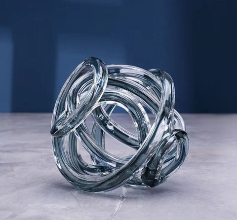 Glasskulptur Spule gedrehte grau 16cm