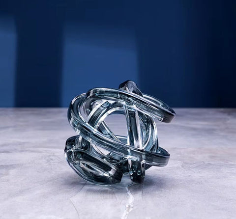 Glasskulptur Spule gedrehte grau 16cm