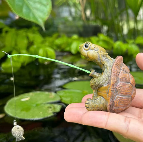 Statue Schildkröte, die fischt 5 cm