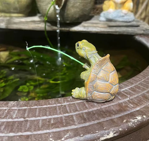 Statue Schildkröte, die fischt 5 cm