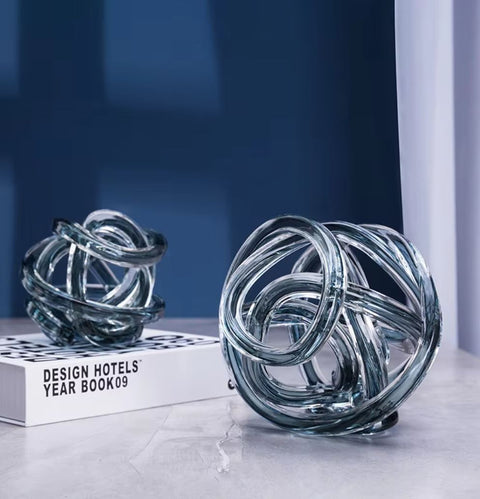 Glasskulptur Spule gedrehte grau 16cm