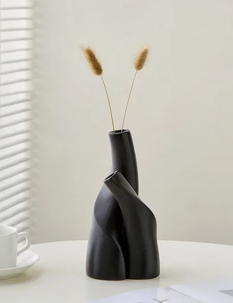 Schwarze nordische Vase aus Keramik 20 cm