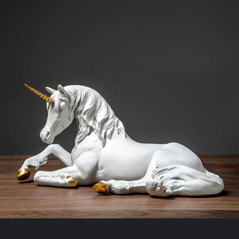 Einhorn-Pferdestatue<br> Weiß