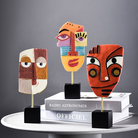Abstrakte Skulptur<br> Abstrakte Gesichtsdekoration 23 cm