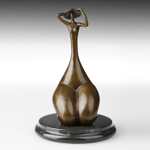 Bronzeskulptur<br> Bronzestatue Sitzende Frau 22 cm