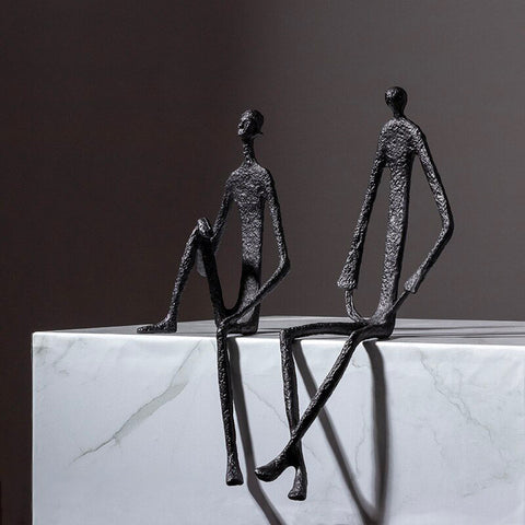 Mannstatue<br> Sitzendes Metall