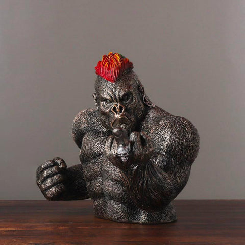 Gorilla-Statue aus Harz<br> Schwarz