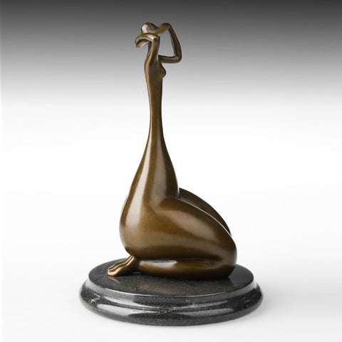 Bronzeskulptur<br> Bronzestatue Sitzende Frau 22 cm