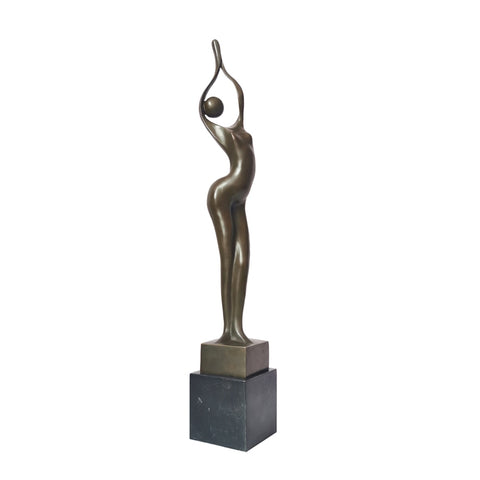Bronzeskulptur<br> Bronzestatuette Frau 53 cm