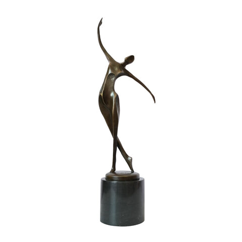 Bronzeskulptur<br> Bronzestatue Stehende Frau 53 cm