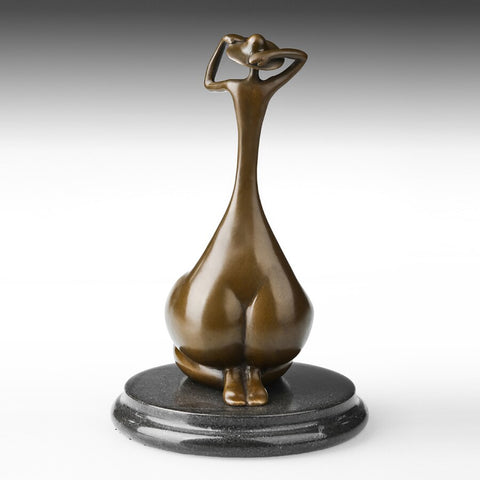 Bronzeskulptur<br> Bronzestatue Sitzende Frau 22 cm