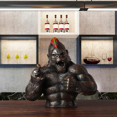 Gorilla-Statue aus Harz<br> Schwarz